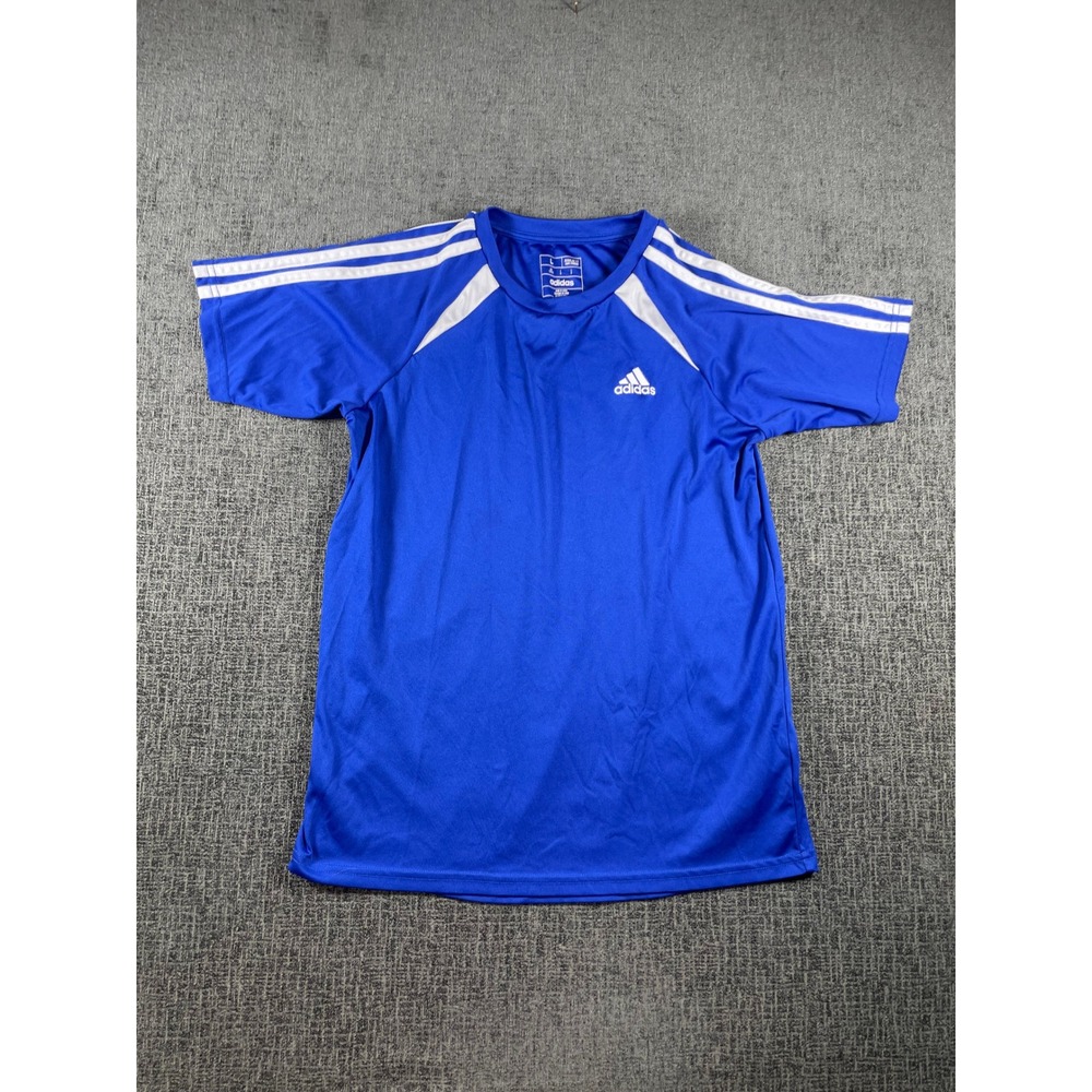 Adidas Boys Royal Blue 3-Stripe Activewear T-Shirt Size Large 14/16 Regular Fit